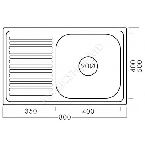 Раковина Becky 50  80  BK  EPL  L нержавеющая сталь 800x500 см